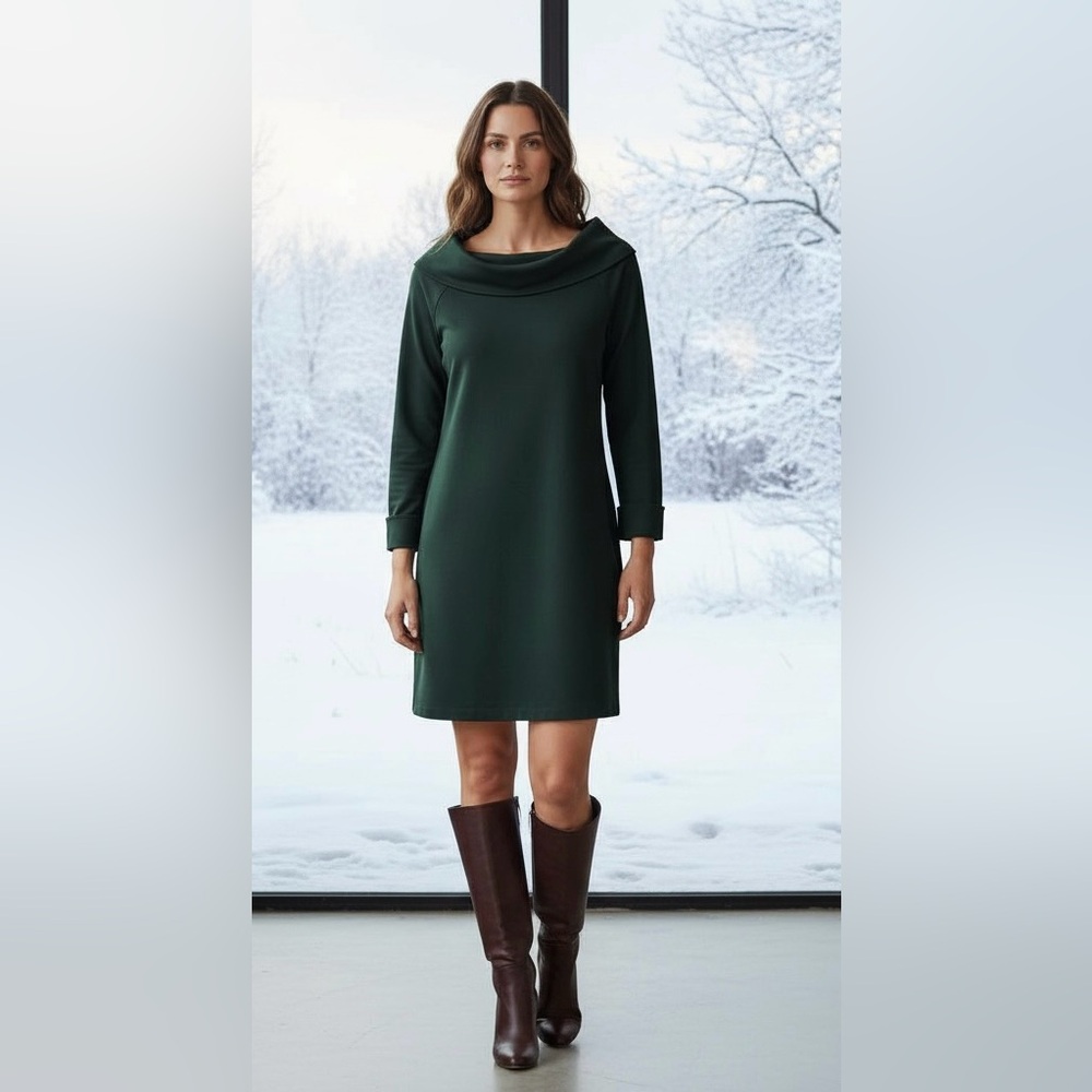 Vince Camuto Hunter Green Cowl Neck Sweater Dress